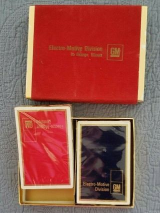 Gm Electro - Motive Division Playing Cards Still And In Felt Box