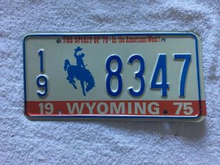 Good Solid Vintage 1975 Wyoming License Plate See My Other Plates