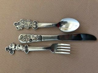 Disney Vintage Stainless Silverware Minnie Fork Mickey Mouse Spoon Knife Japan