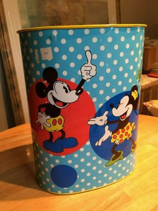 Vintage Disney Trash Can - Mickey Mouse,  Minnie,  Donald Duck,  Daisy - Chein 1974