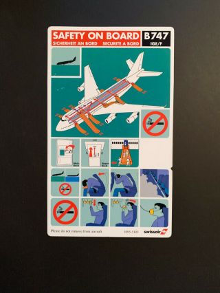 Safety Card Swissair Boeing 747 Ige/f
