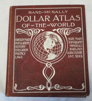 Antique 1907 Rand Mcnally Dollar Atlas Of The World Atlas Book 90 Maps