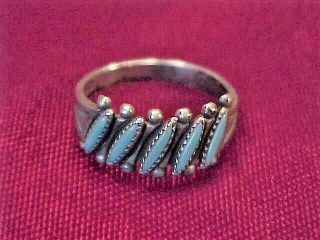 Small Vintage Sterling Silver & Turquoise Navajo Ring Signed