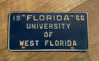 1966 University Of West Florida License Plate