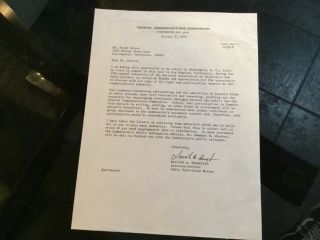 Fcc 1974 Signed Letter Sent To Actor Brock Peters