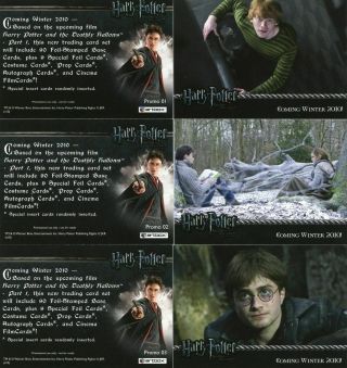 Harry Potter Deathly Hallows Promo Cards P1,  2,  3