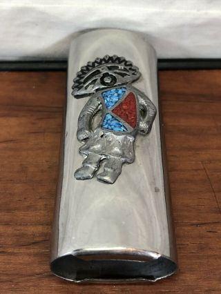Vintage Western American Crushed Turquoise Native Cigarette Lighter Cover Case
