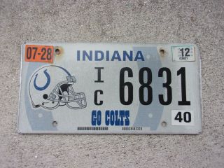 Indiana 2012 Nfl Colts License Plate 6831