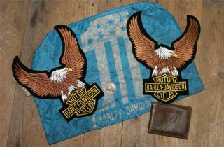 Vtg Harley Davidson Lrg Eagle Patch’s Key Chain Wallet Bag
