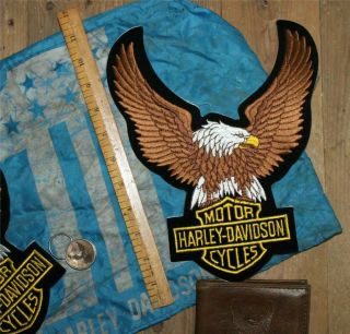 Vtg Harley Davidson Lrg Eagle Patch’s Key Chain Wallet Bag 4