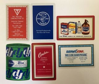 6 Vintage Playing Cards Ads Hi - Lex/klein Tools/buckeye Blue/etc All Jokers