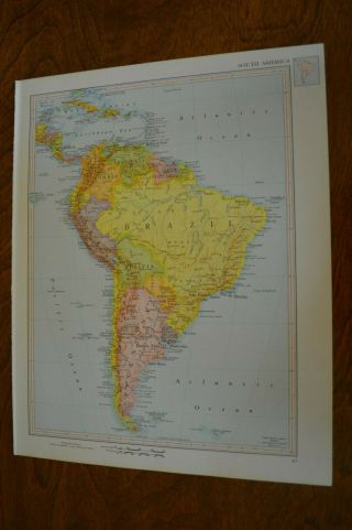 1960 Map Of South America - Map Of Central & Southern Argentina & Chile On Back