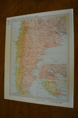 1960 Map of South America - Map of Central & Southern Argentina & Chile On Back 2