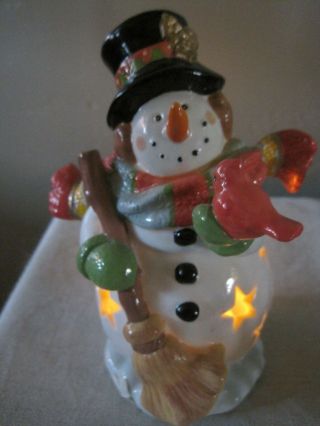 Vintage Kurt S Adler Snowman Tea Candle Holder 7 " Euc