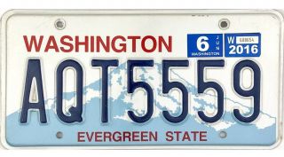 99 Cent 2016 Washington License Plate Aqt5559