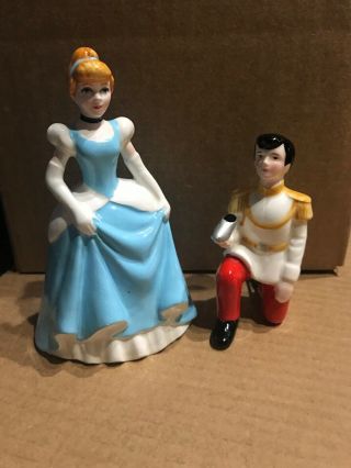 Vintage Disney Japan Cinderella & Prince Charming Ceramic Figures - Rare