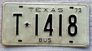 1973 Real Classic Texas Black & White Bus License Plate When They Were Embossed