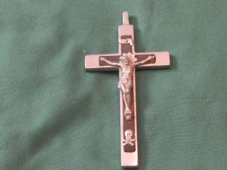 Vintage Antique Crucifix With Skull And Crossbones Primative 4 " Pectoral Cross