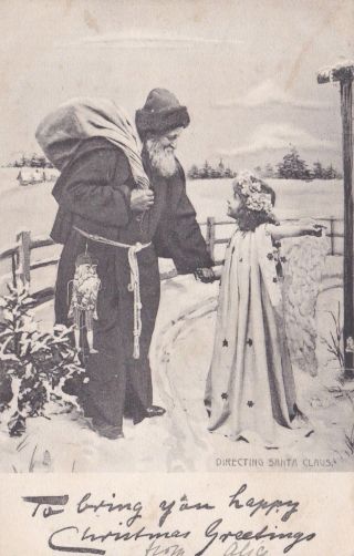 Antique Santa Claus And Child Real Photo Postcard 1902s