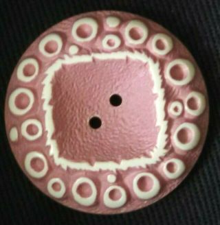 Rare Vintage Buffed Celluloid Button Pink & White White Bubble/circles