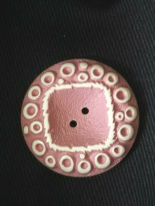 Rare Vintage Buffed Celluloid Button Pink & White White Bubble/Circles 2
