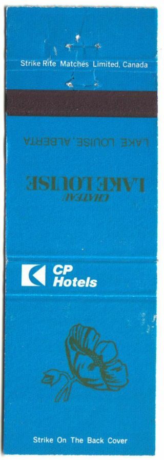 Cp Hotels Matchbook Cover Chateau Lake Louise Blue Canadian Pacific Hotels