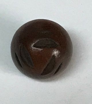Antique Vintage Button Carved Wood Rounded Crafts Collectible 5801