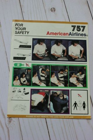 American Airlines Boeing 757 Safety Card