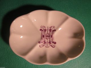 Vintage Decorative White Ceramic Oval Soap Dish Hh His Holiness The Pope Symbol