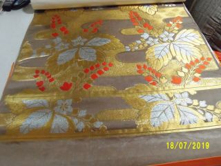 Vintage Japanese Obi Brocade Fabric 4 Yards X 26 1/2 " Roll