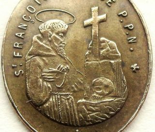 Saint Francis Of Assisi & Saint Anthony Of Padua - Antique Medal Pendant