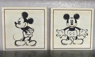Disney Mickey Mouse Set Of 2 Vintage Canvas Art Wall Home Decor Collectible