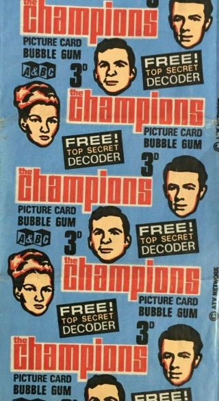 A&bc 1969 The Champions Rare Wax Gum Card Flawed Wrapper - Sharp & Complete