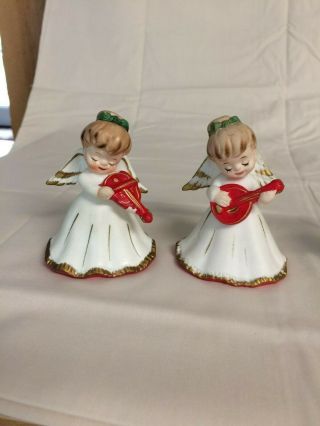 Vintage Ceramic Christmas Angel Bells And Girl Japan 3