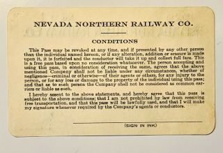 1929 Nevada Northern Railway Co.  annual pass J M Davis J K MacGowan 2