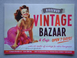 Rosebud Vintage Bazaar & Cafe Ephemera Postcard