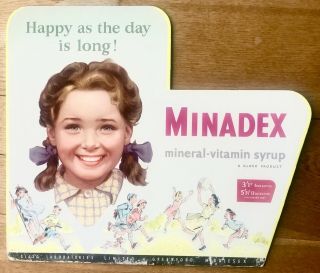 Orig 1950s Attractive Glaxo Minadex Die - Cut Stand - Up Showcard,  Chemist,  Health