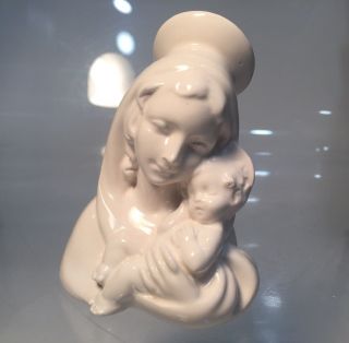 Vintage Italy Porcelain Virgin Mary Baby Jesus Figurine Icon Madonna