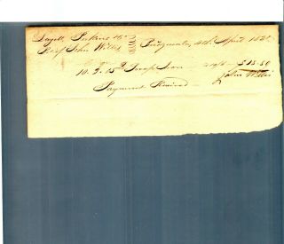 1820 Document Receipt For Scrap Iron Lazell Perkins John Willis B12