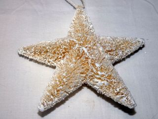Vintage Christmas White Bottle Brush Star Ornament 6 "