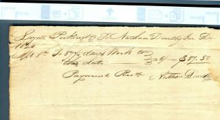 1820 Document Receipt For 87 Days Of Work Lazell Perkins Nathan Dwelby B12