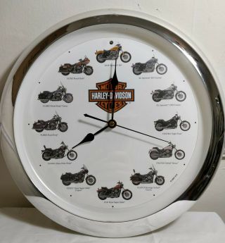 Vintage Harley Davidson Wall Clock With Engine Sounds 2001 H - D Usa