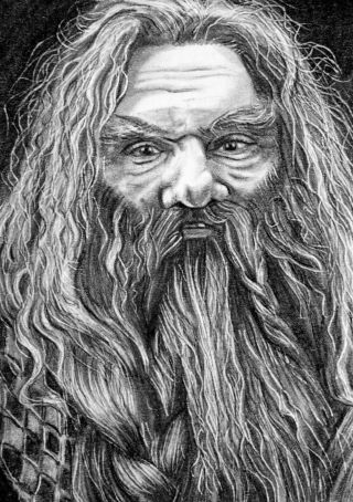 Aceo Sketch Card Lord Of The Rings John Rhys - Davies Dwarf Gimli