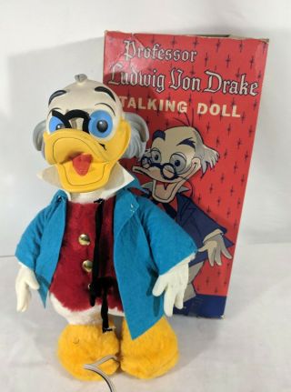 Jm Vintage 1961 Walt Disney Productions Professor Ludwig Von Drake Talking Doll