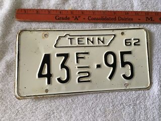 1962 Tennessee Farmer License Plate 43 F/2 - 95 Hawkins County