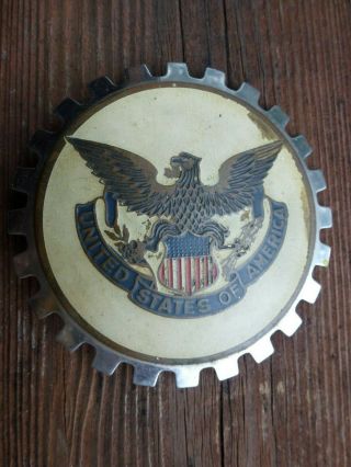 Vintage United States Of America Eagle Car Badge Grille Emblem