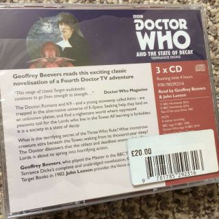 DOCTOR WHO: STATE OF DECAY - CD Audiobook Novelisation & Audio Book 3