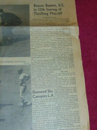 SEPT.  30,  1959 LOS ANGELES NEWSPAPER: DODGERS WIN NATIONAL LEAGUE PENNANT 2