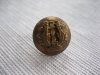 Vintage Small 5/8 " Metal Harp Button - Musical Instrument - Back Mark - M114