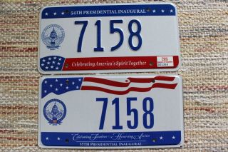 2001 & 2005 54th & 55th Presidential Inaugural License Plates Washington Dc Tag